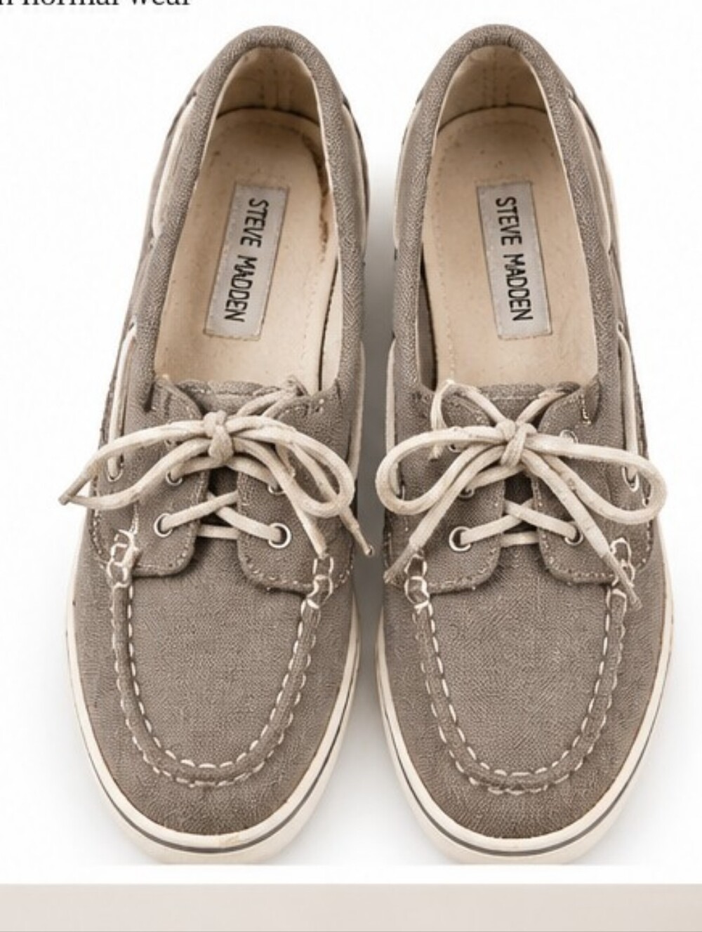 Steve Madden Women’s 8.5 Gray Canvas Boat Shoes Nautical Lace Up